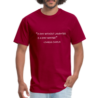 A day without laughter - Quote - Men's T-Shirt - dark red